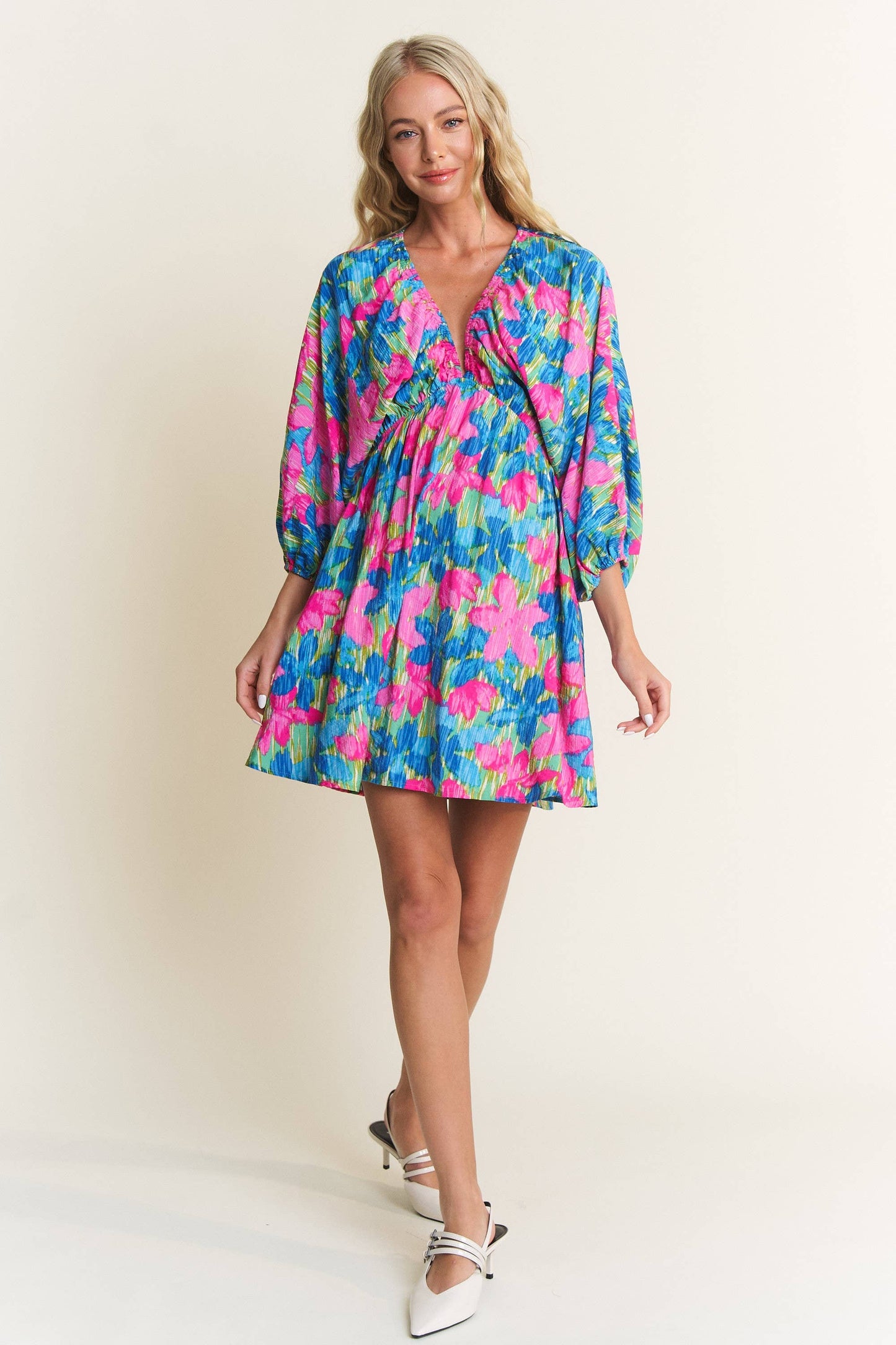 Blue Blossom Breeze Mini-Dress