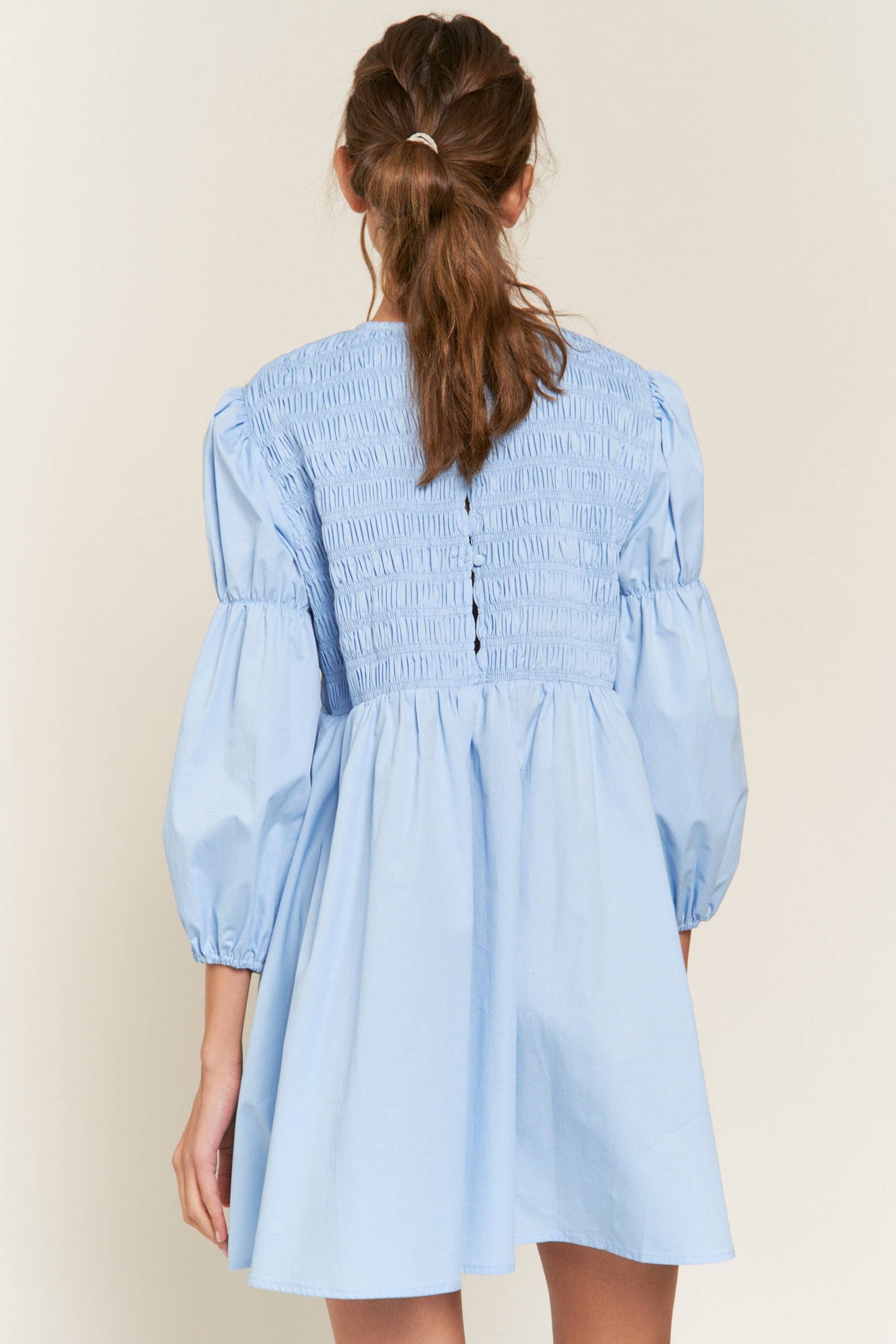 Blue Dakota Smocked Mini Dress