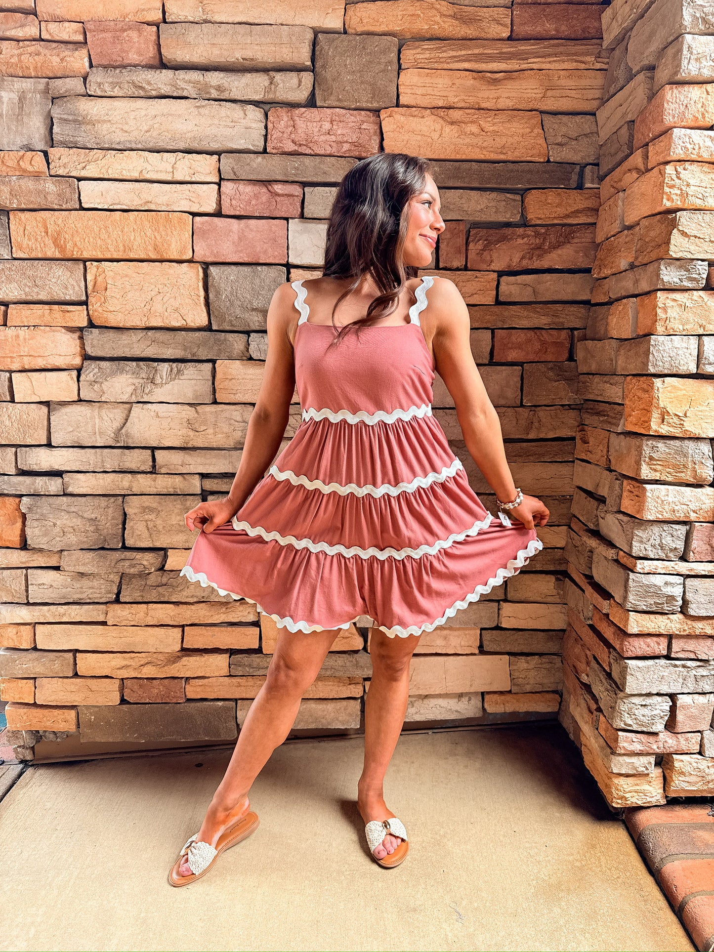 Apricot Contrast Mini Dress