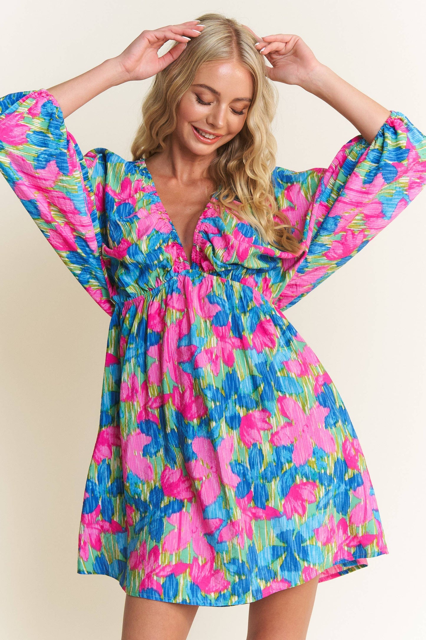 Blue Blossom Breeze Mini-Dress