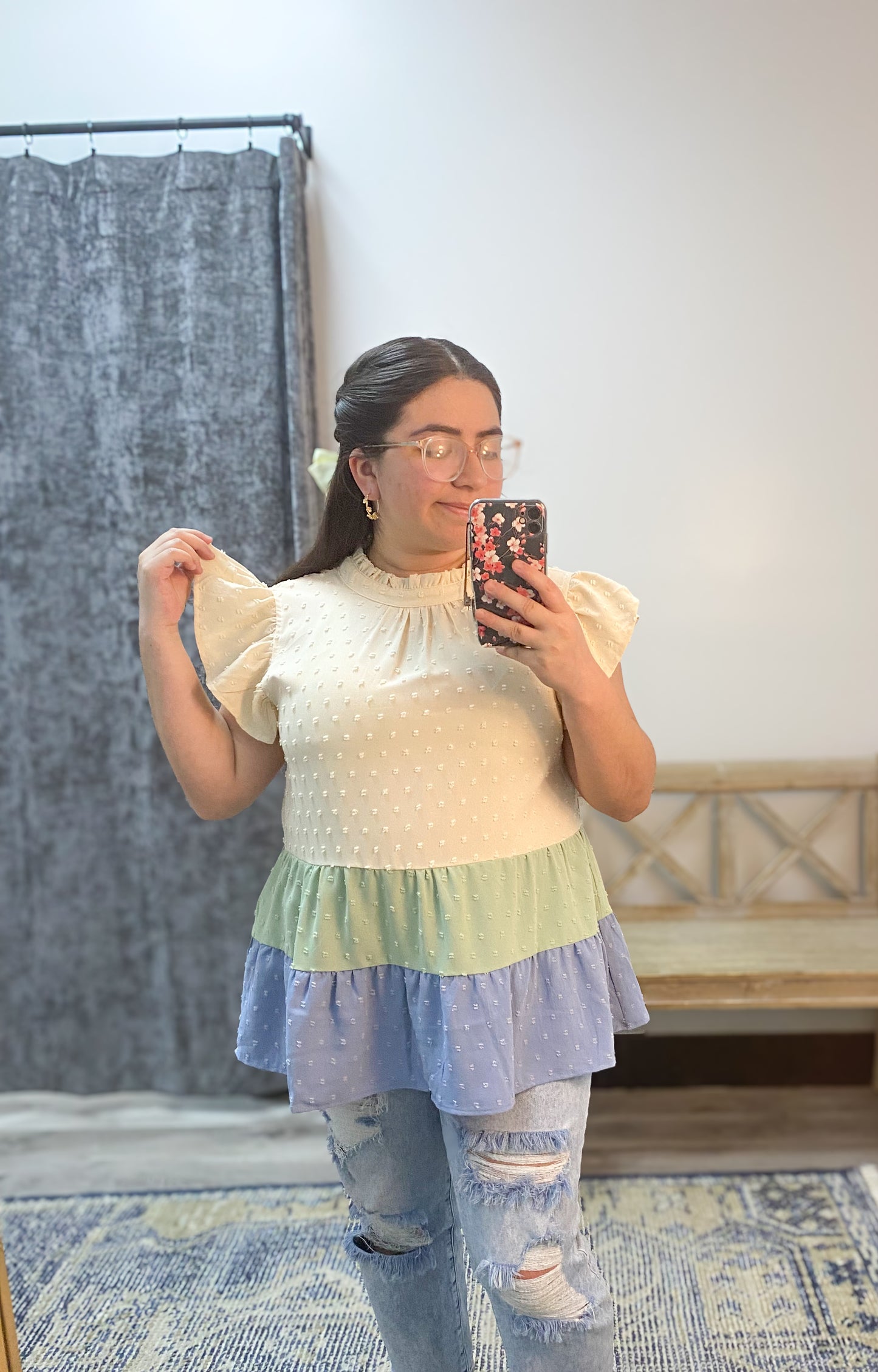 Color Block Tiered Top