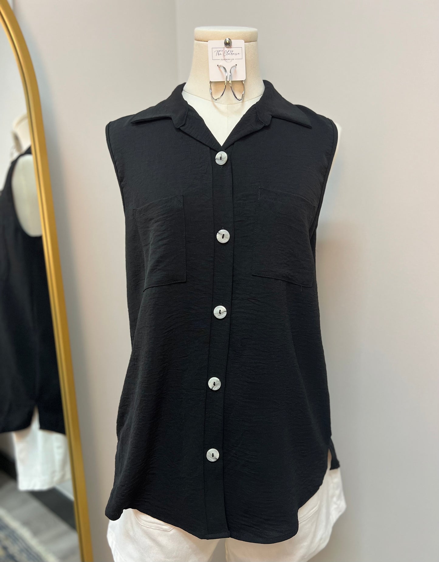 Let's Talk Basics Black Sleeveless Blouse
