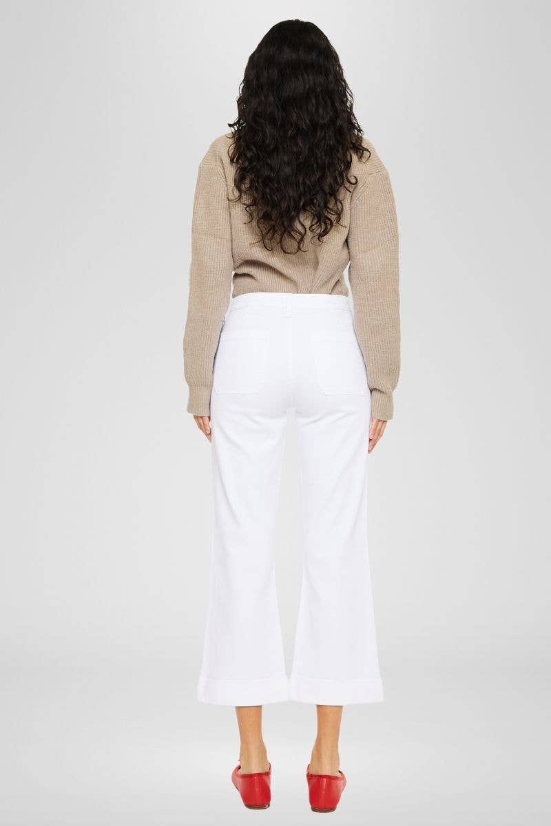 White High Rise Relaxed Cropped Flare Jeans