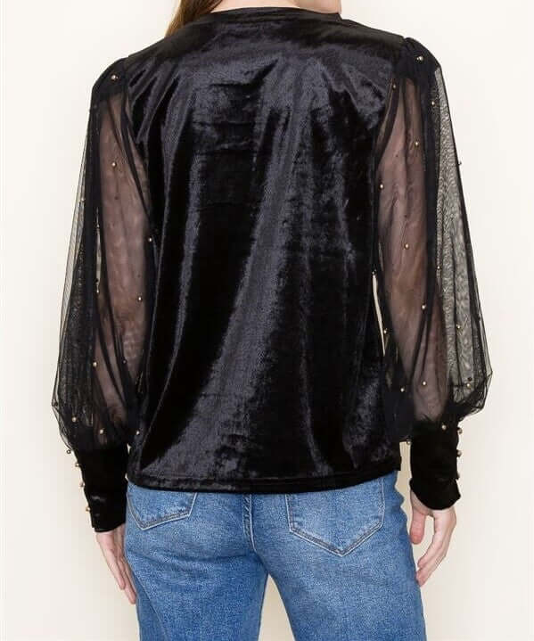 Pearl Trimmed Poet Sleeved Top