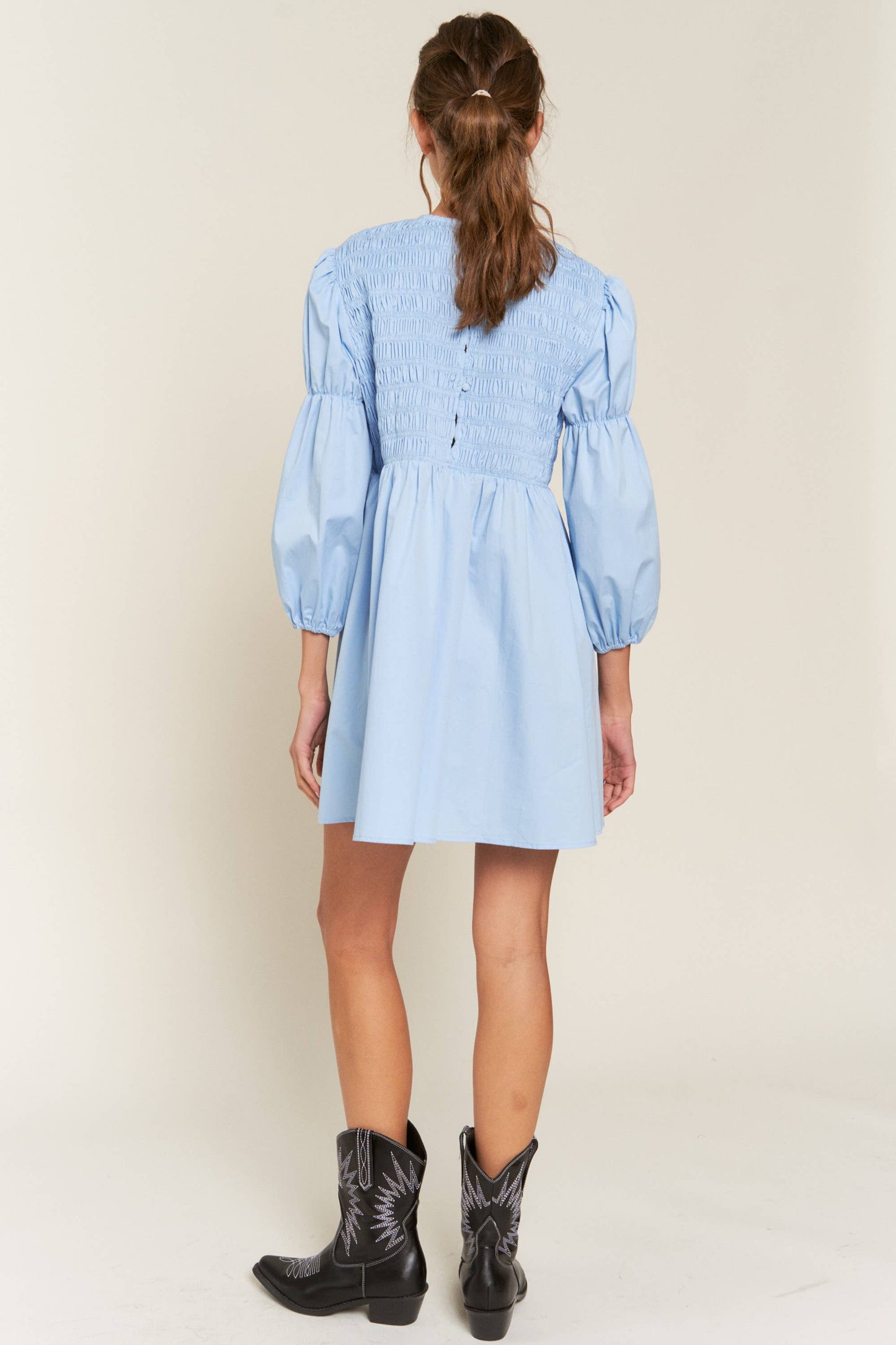 Blue Dakota Smocked Mini Dress