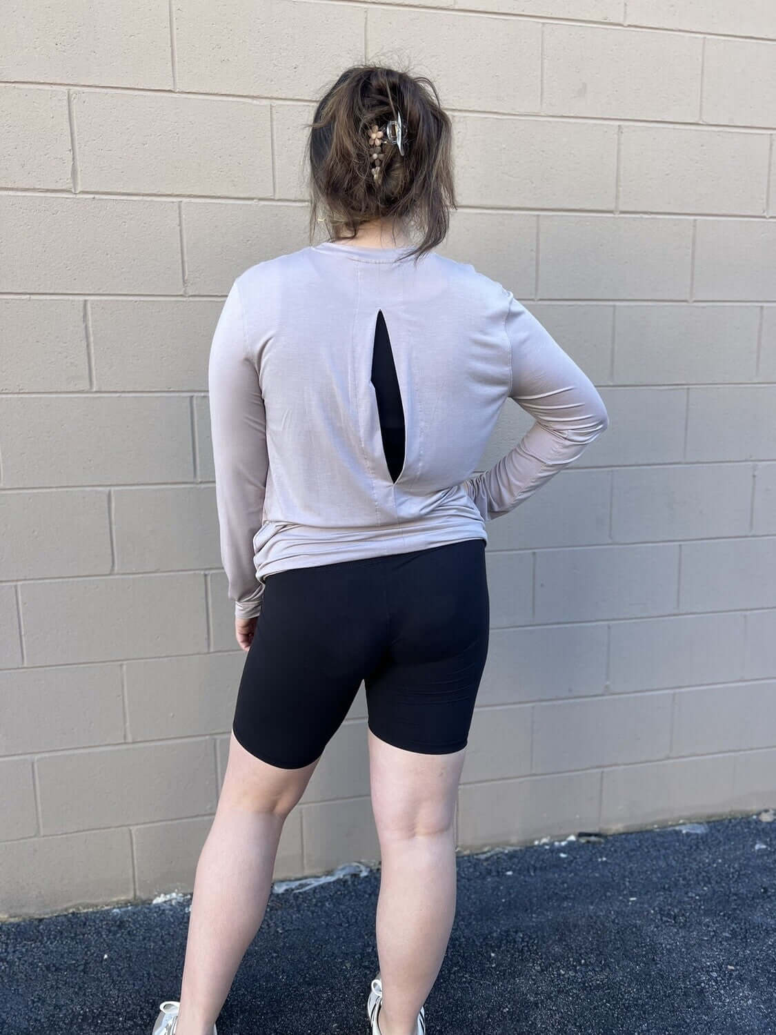 Peekaboo Back Long Sleeve Athletic Top