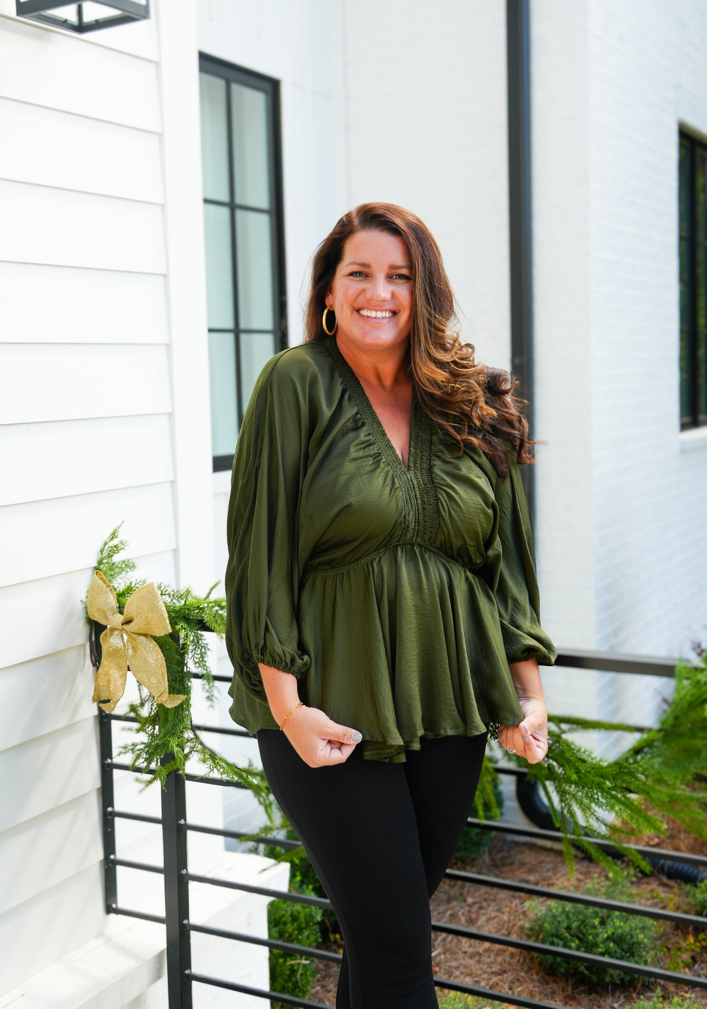 Olive Smocked Kimono