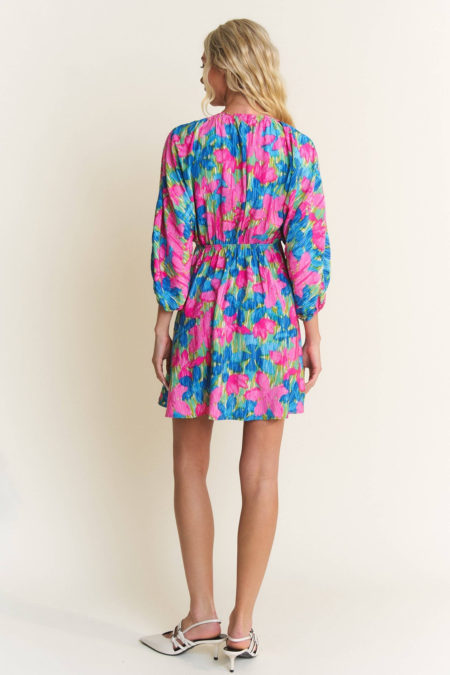 Blue Blossom Breeze Mini-Dress