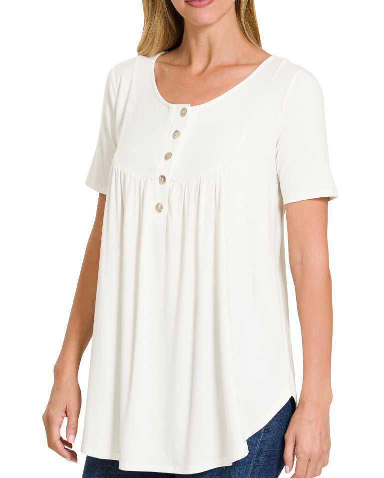 Short Sleeve Dolphin Hem Top