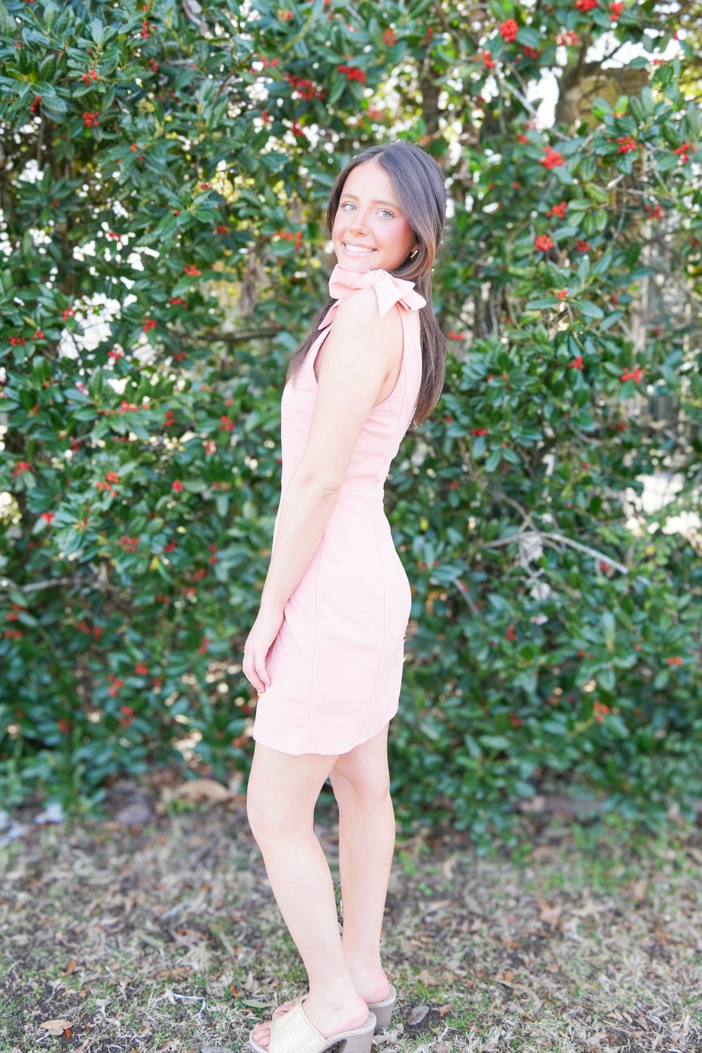 Apricot Tie Shoulder Mini Dress
