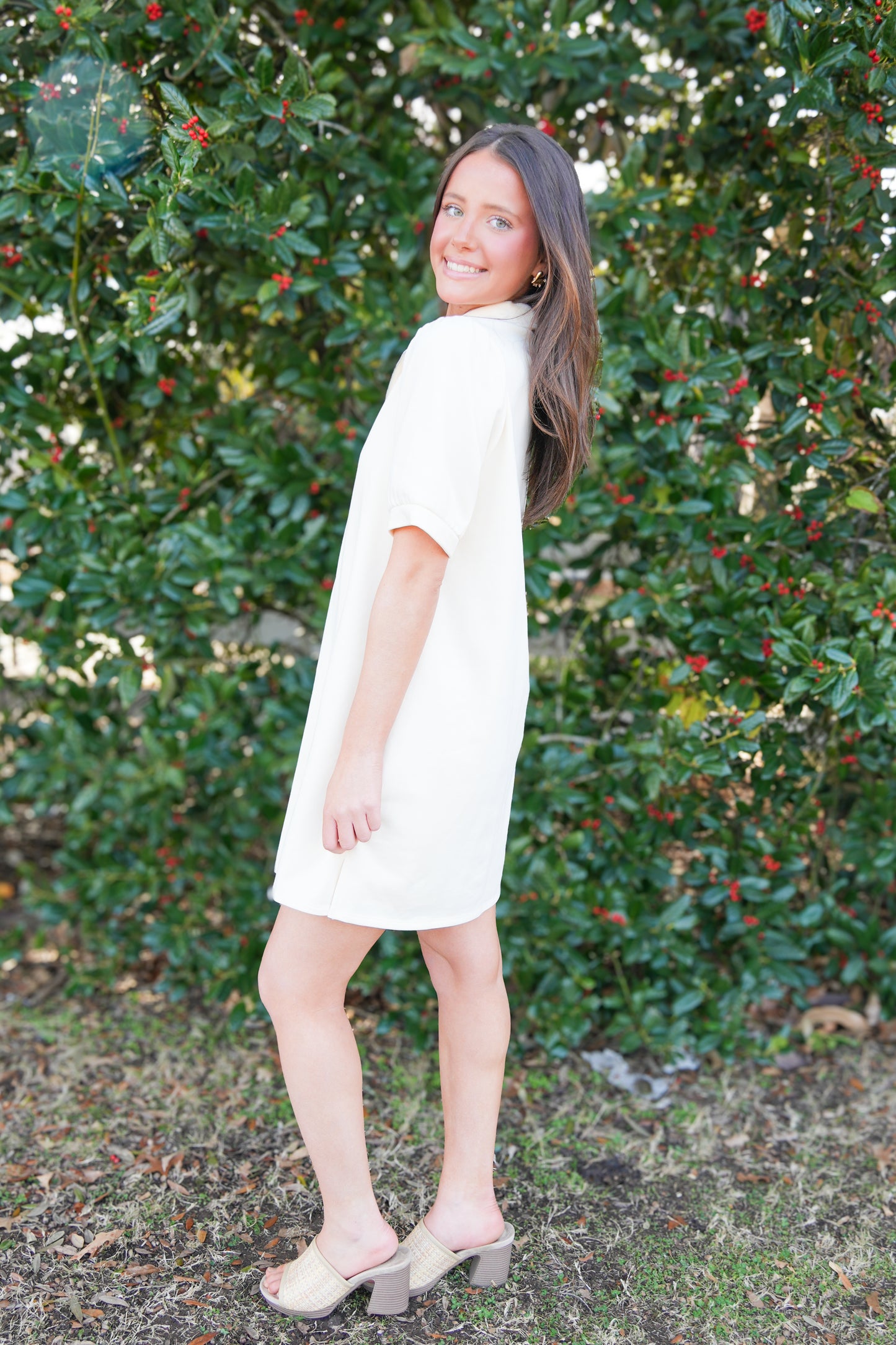 Zoey Zipper Collared Shirt Dress