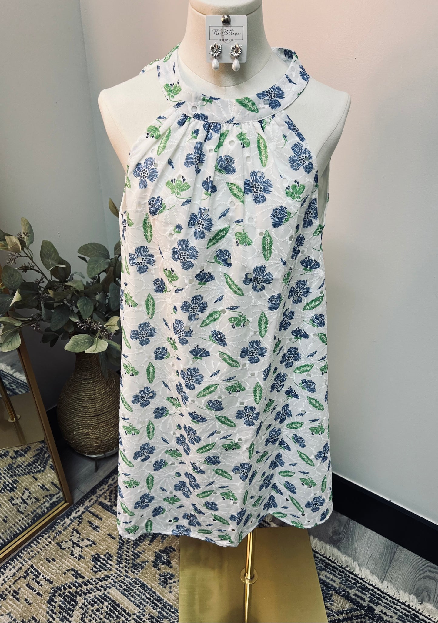 Halter Neck Embroidered Dress