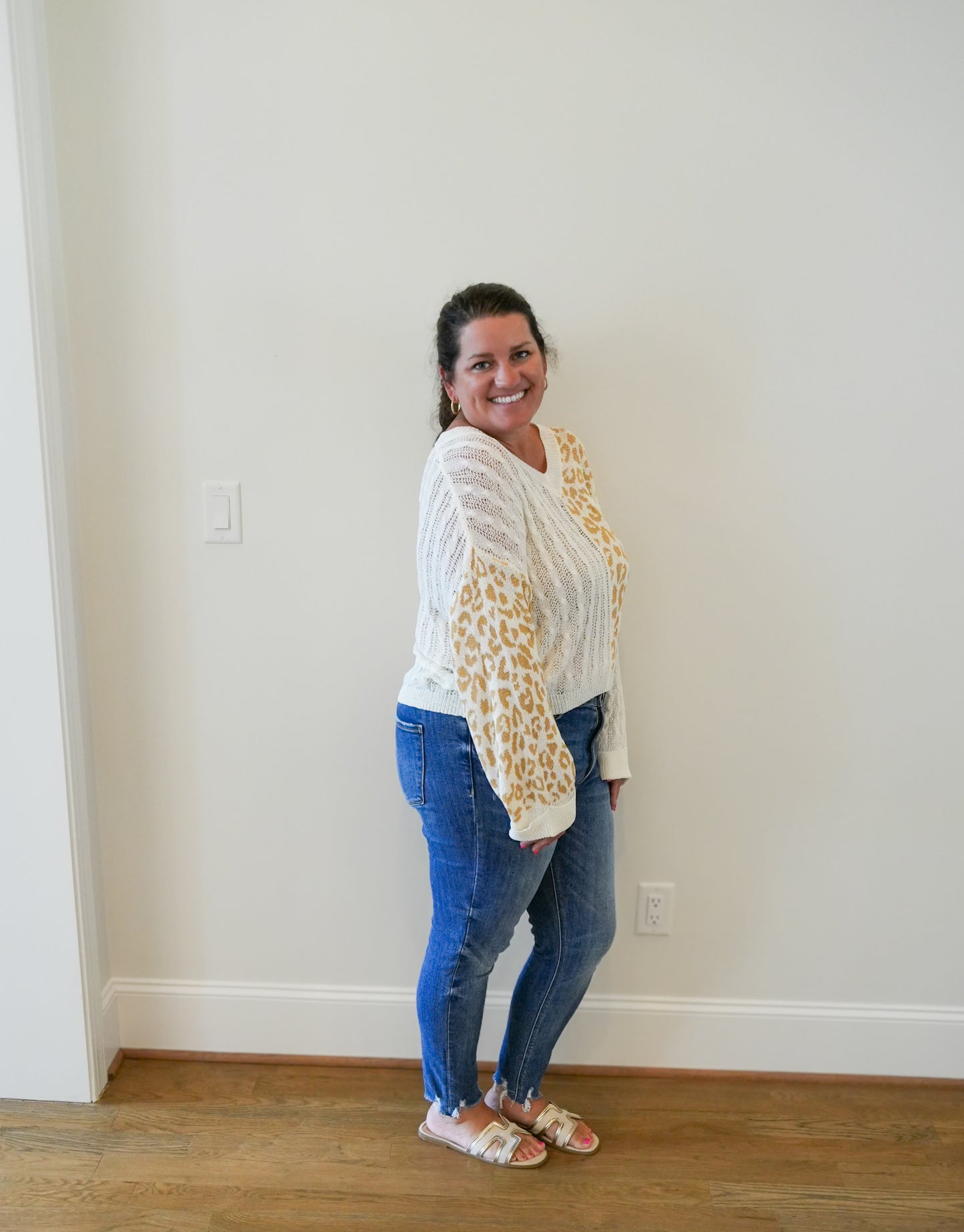 Long Sleeve Pointelles Sweater