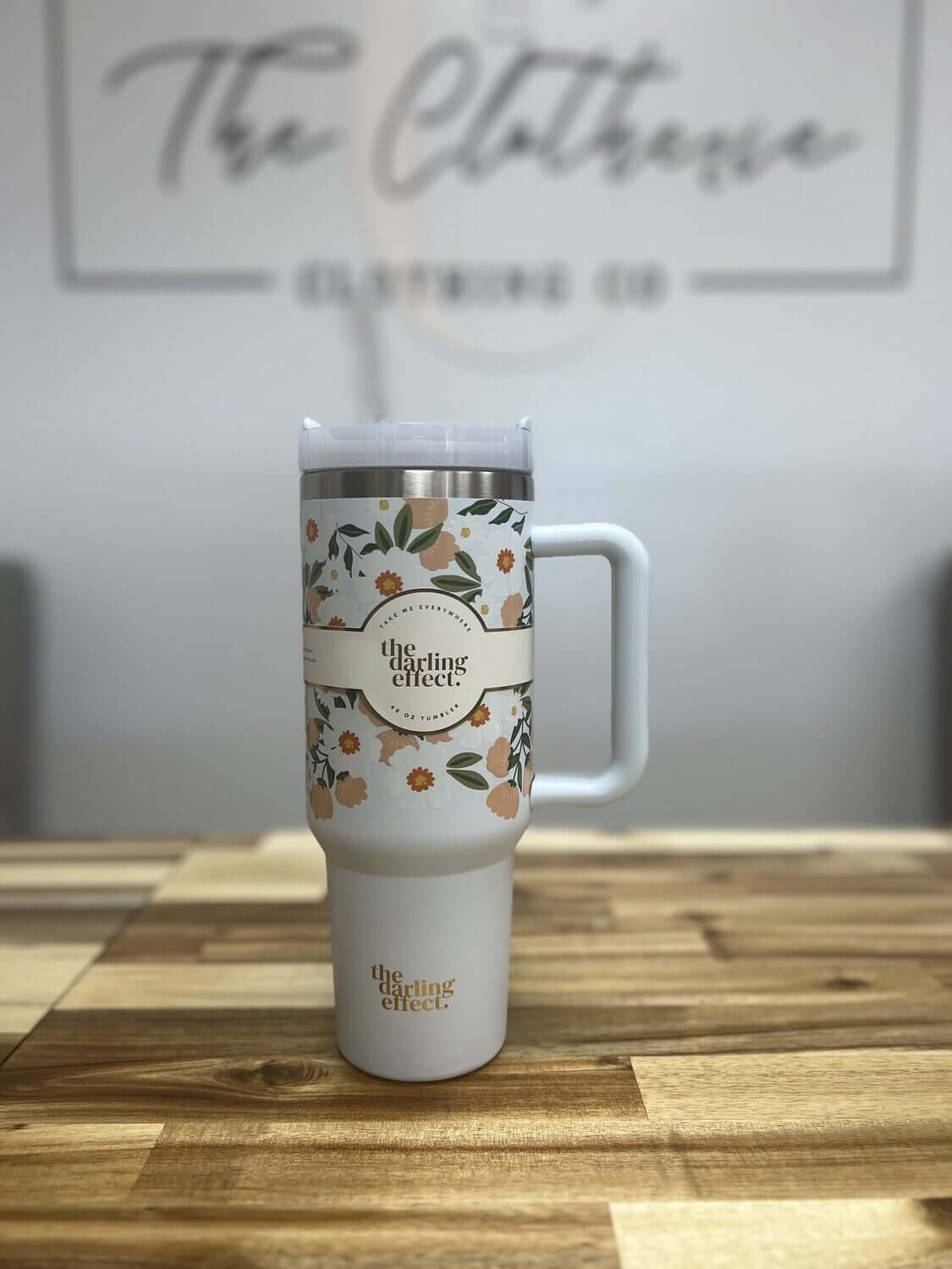 40oz Floral Tumbler - Blue