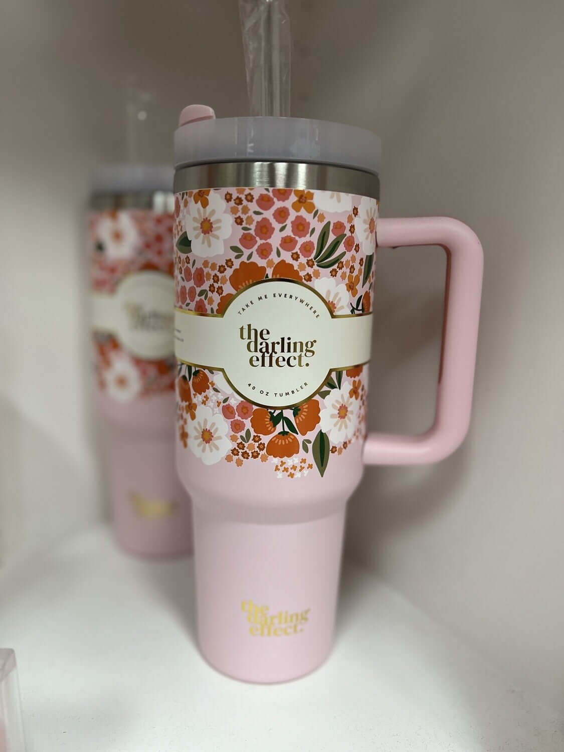 40oz Floral Tumbler - Pink