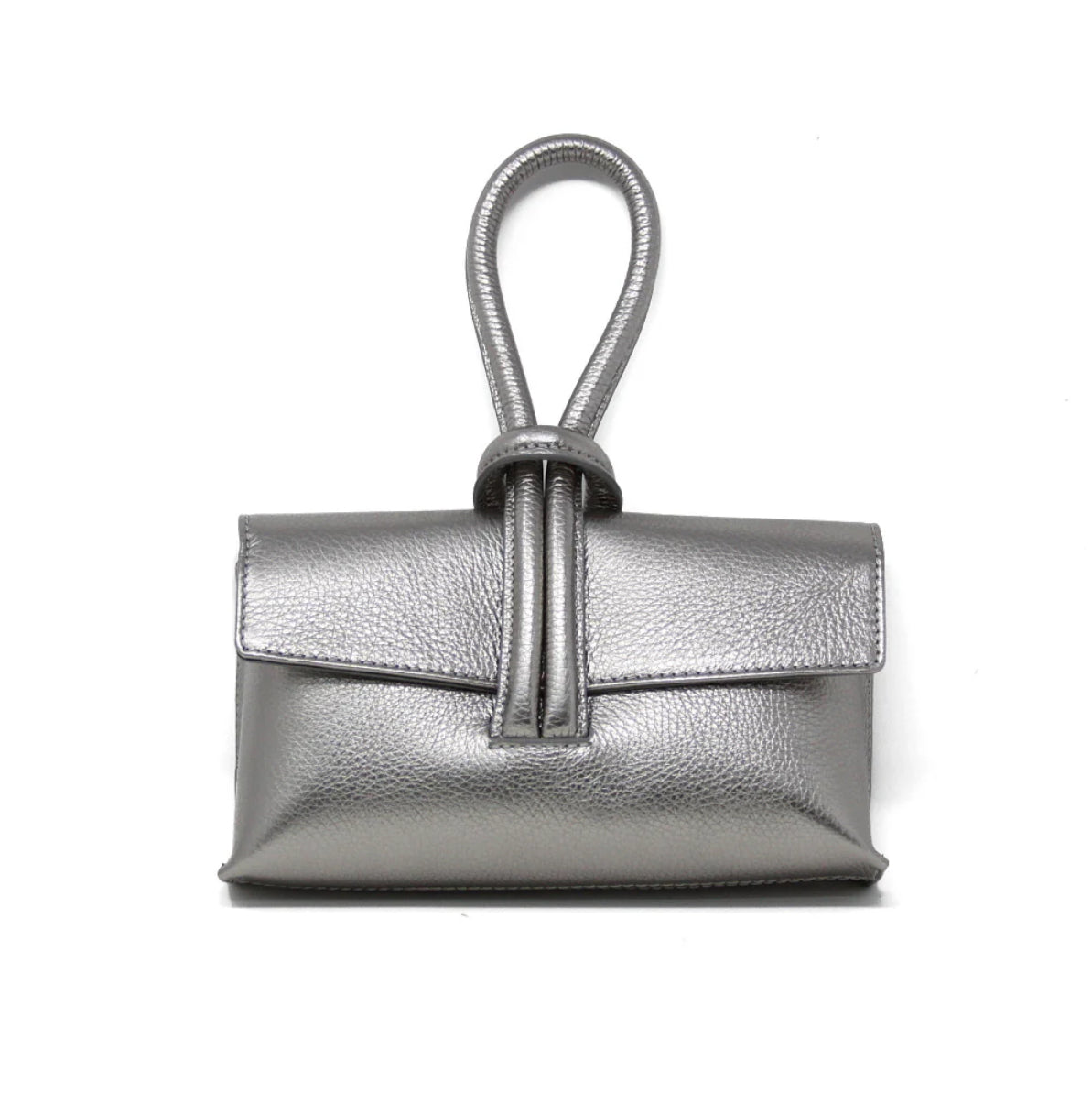 Pewter Wristlet Leather Bag