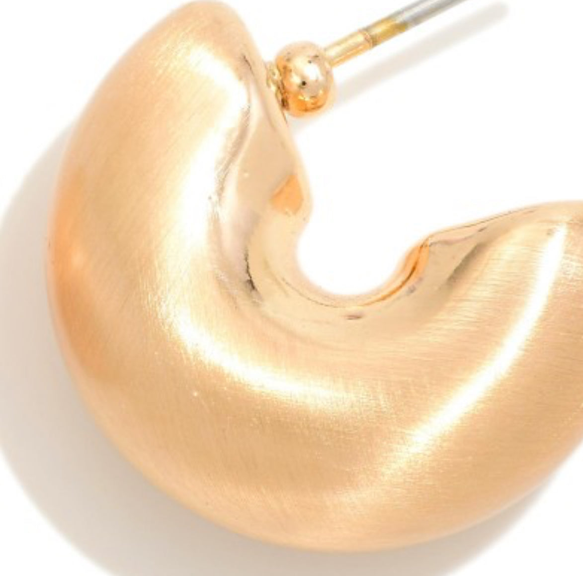 Chunky Brushed Metal Tone Huggie Hoop Earrings