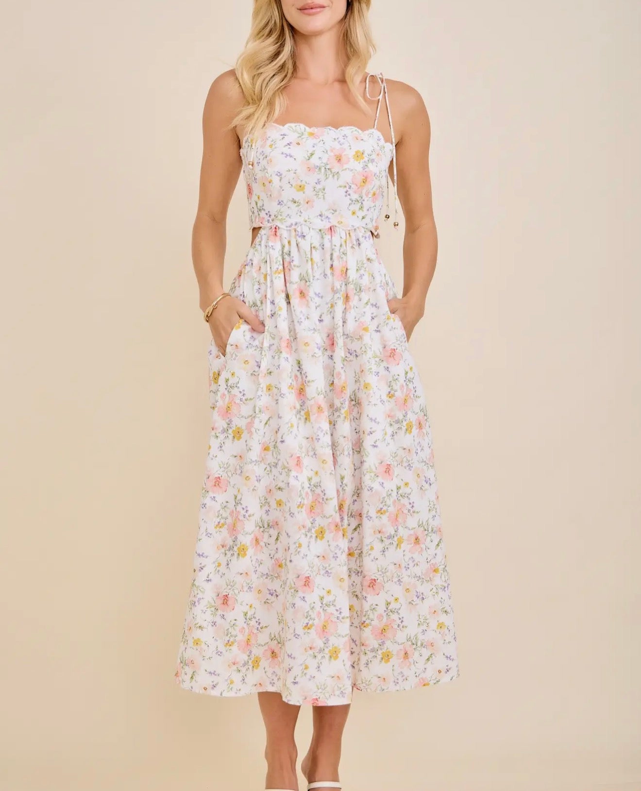 Scenta Scallop Edge Midi Dress