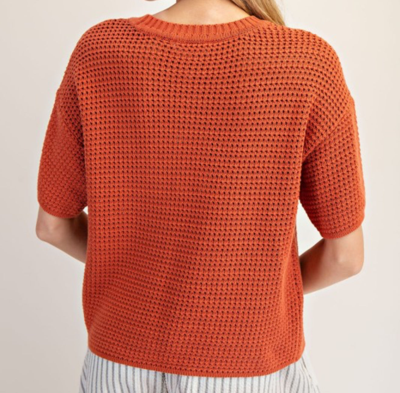 Clay Colored Short Sleeve Sweater