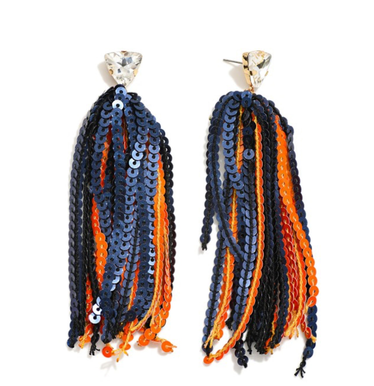 Go Team! Long Sequin Tassel Earrings