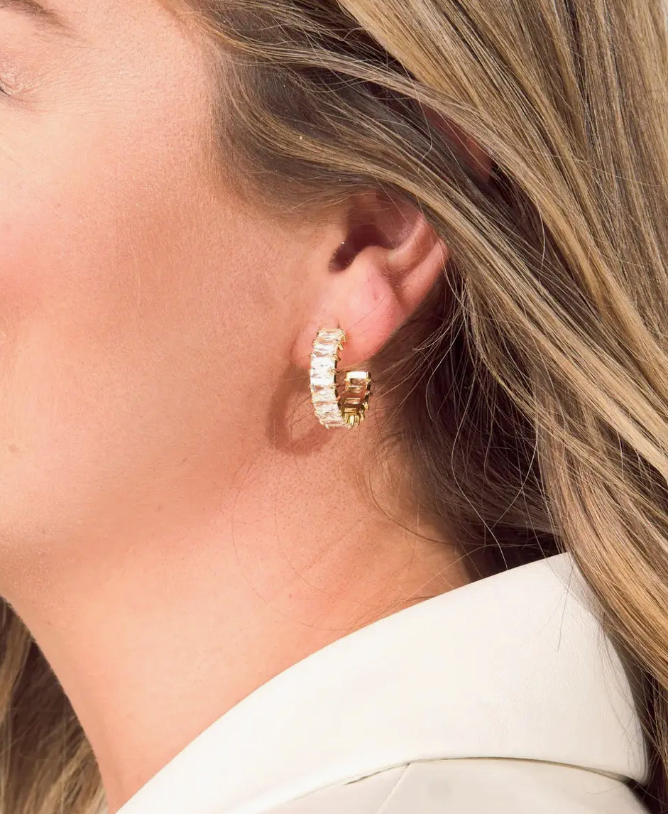 Gold Crystal Shimmer Hoops