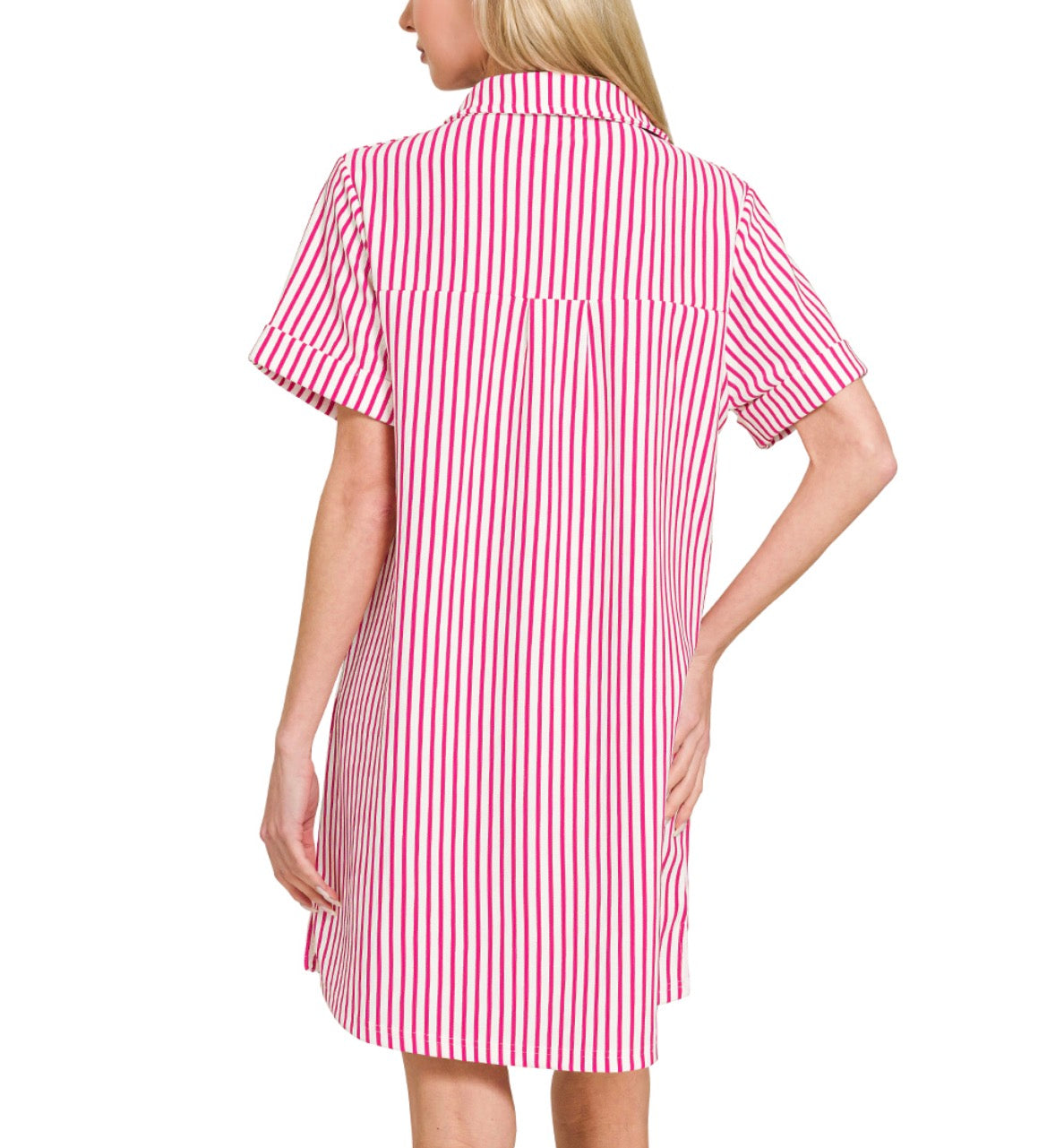 Stripe Collared T-Shirt Dress