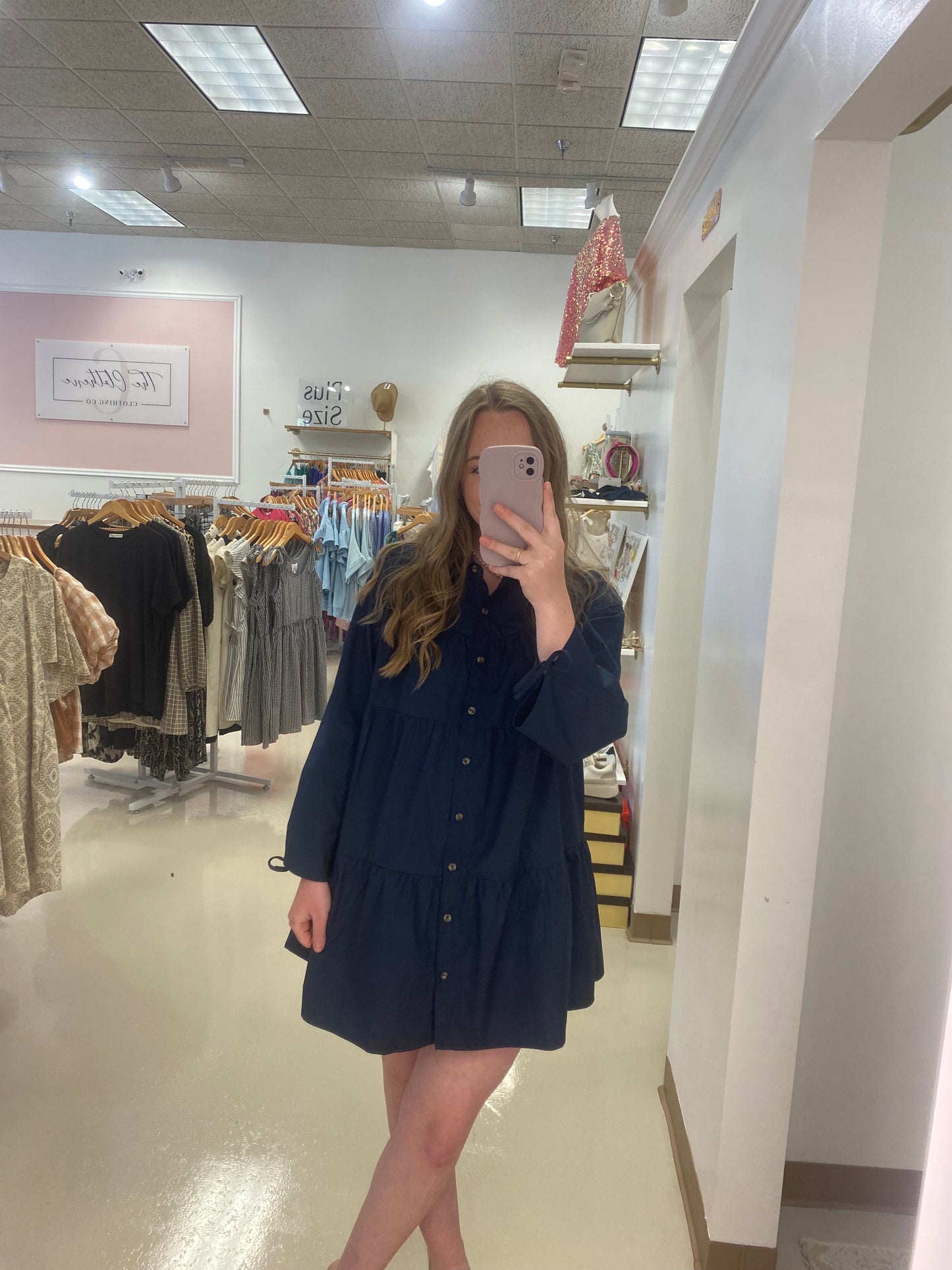 Navy Tiered Dress