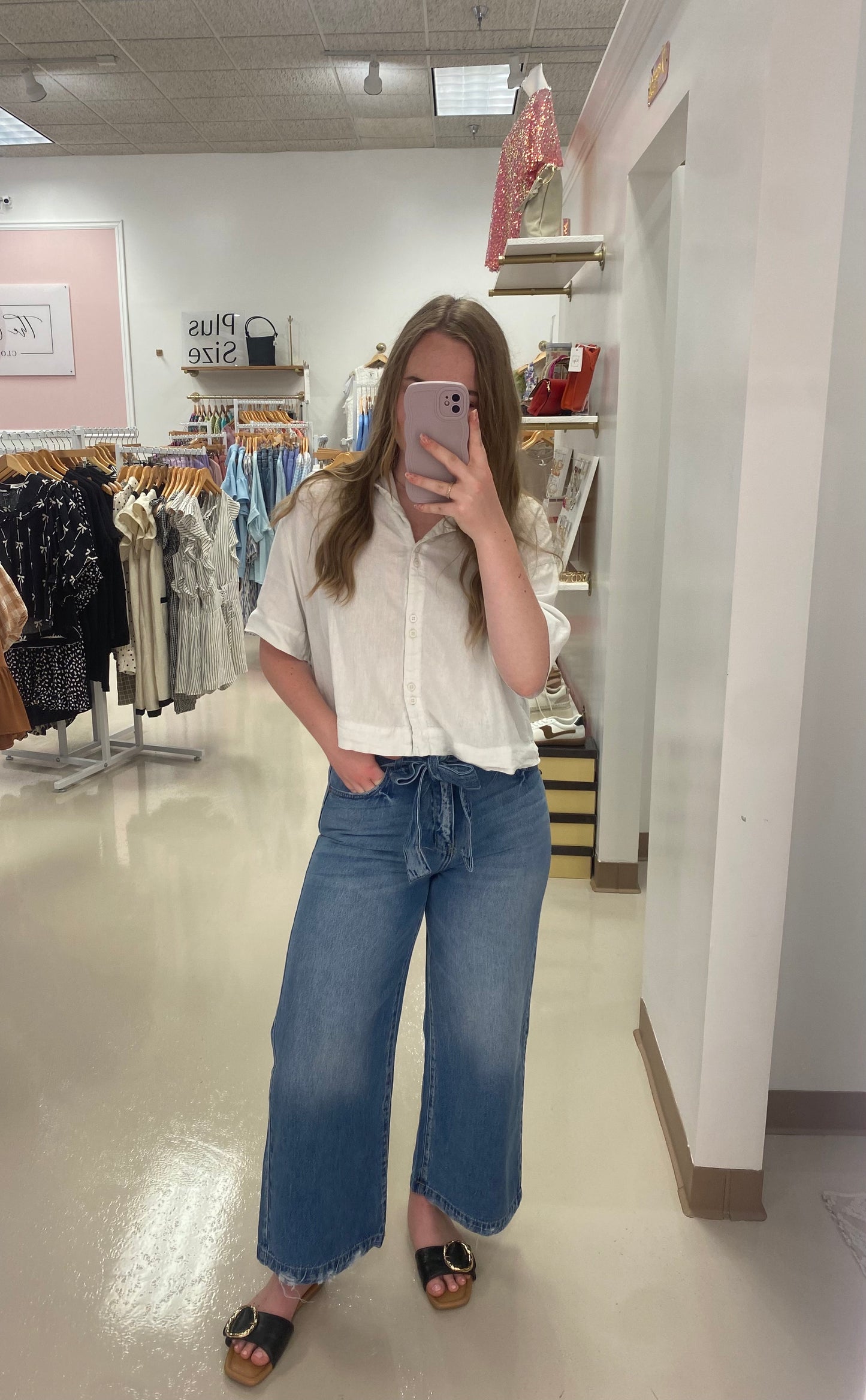 Ultra High Rise Cropped Wide Leg Jeans