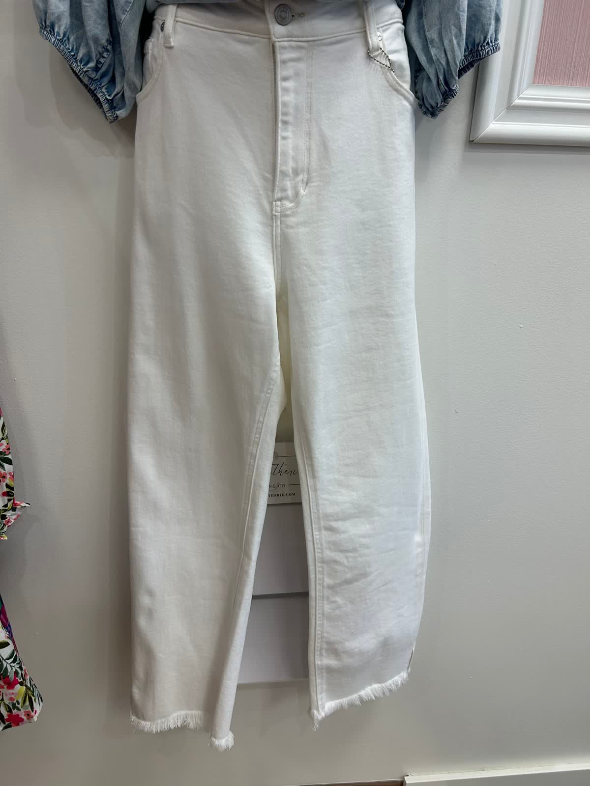 Stevie Slim Straight White Jeans