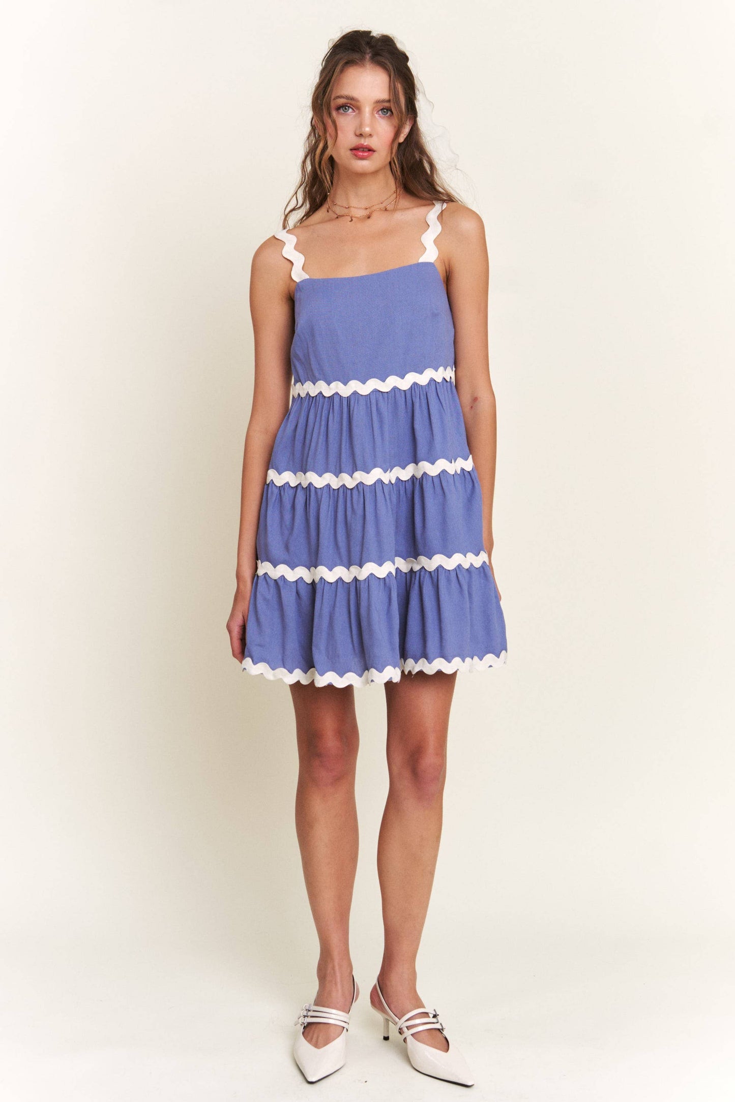 Blue Contrast Mini Dress