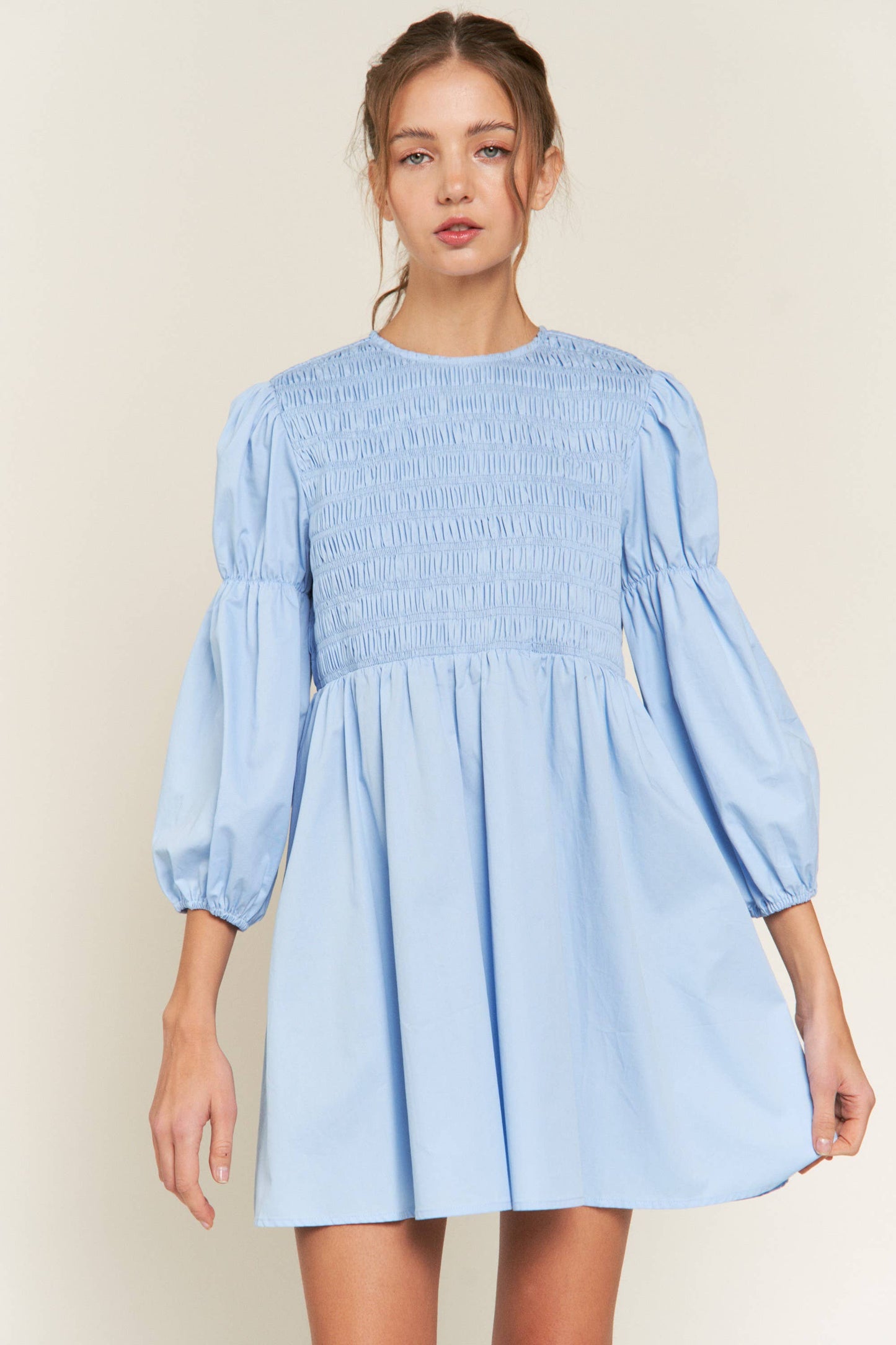 Blue Dakota Smocked Mini Dress