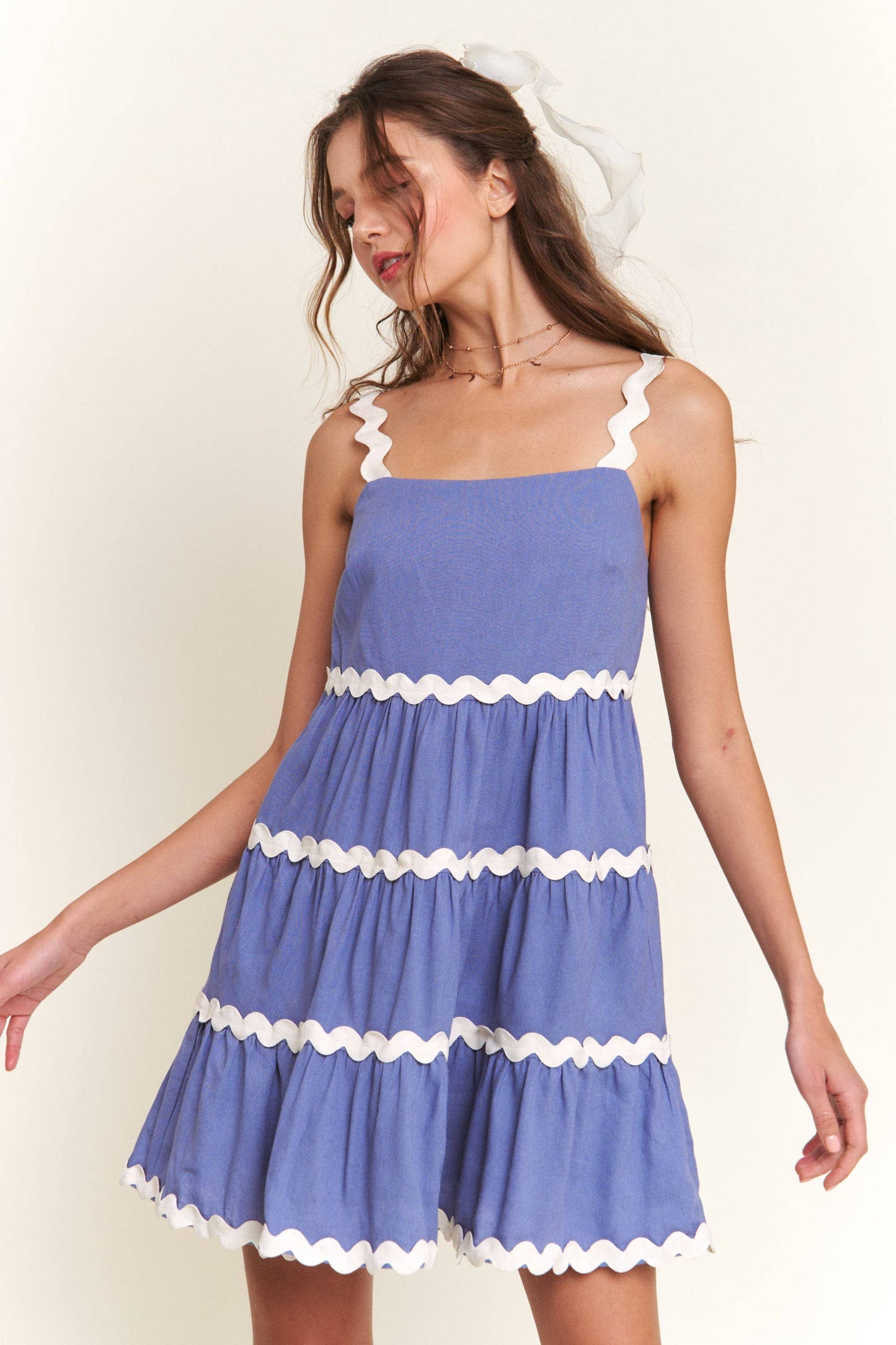 Blue Contrast Mini Dress