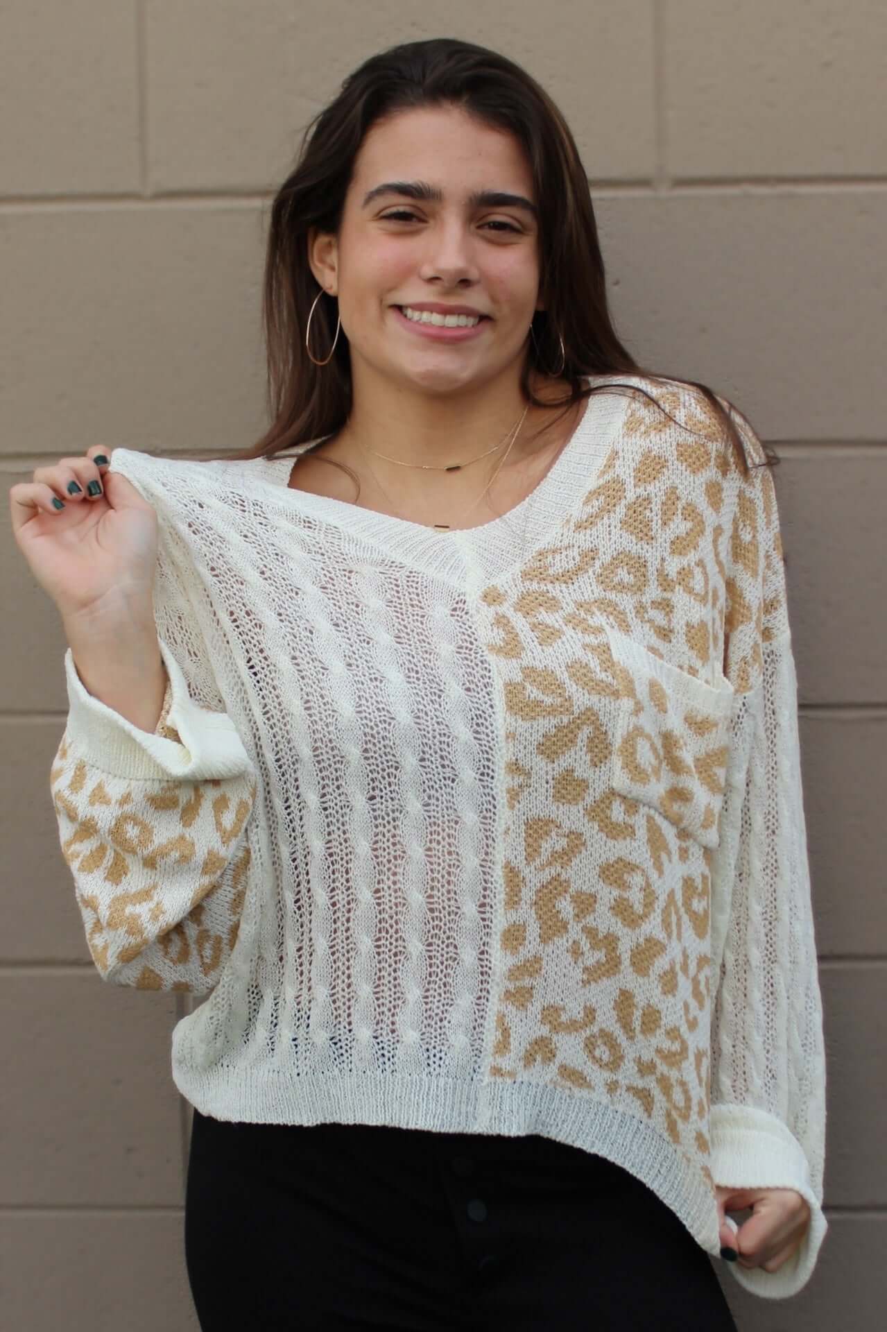 Long Sleeve Pointelles Sweater