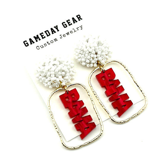 Bama Frame - White Bead Earring