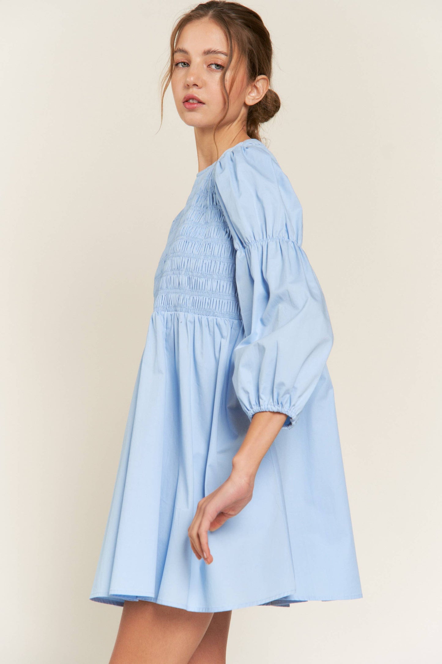 Blue Dakota Smocked Mini Dress