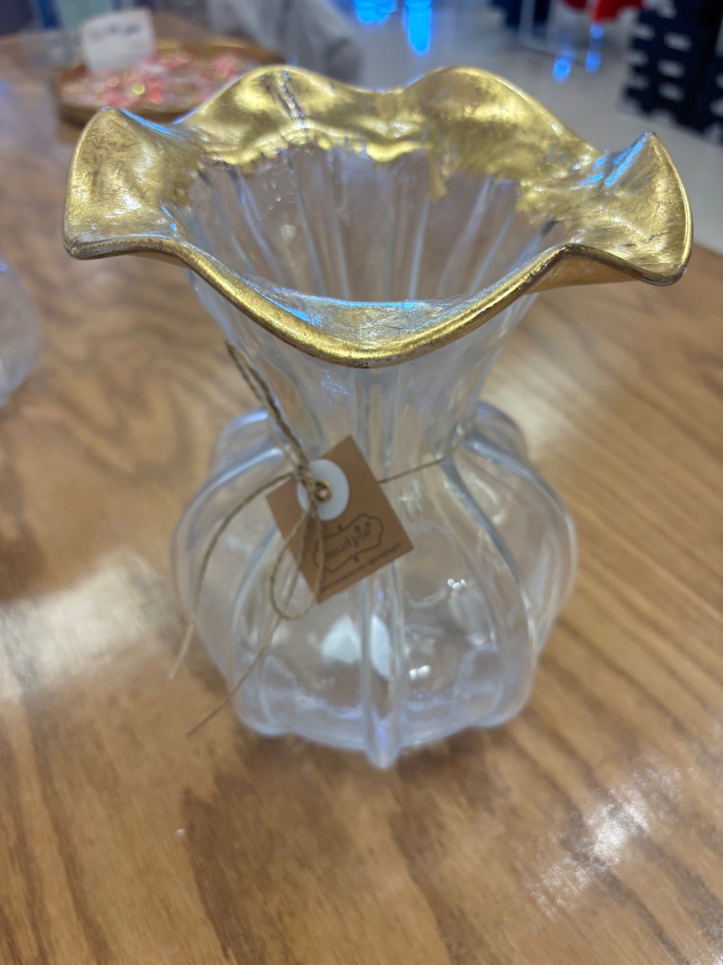 Large Gold Edge Ruffle Vase