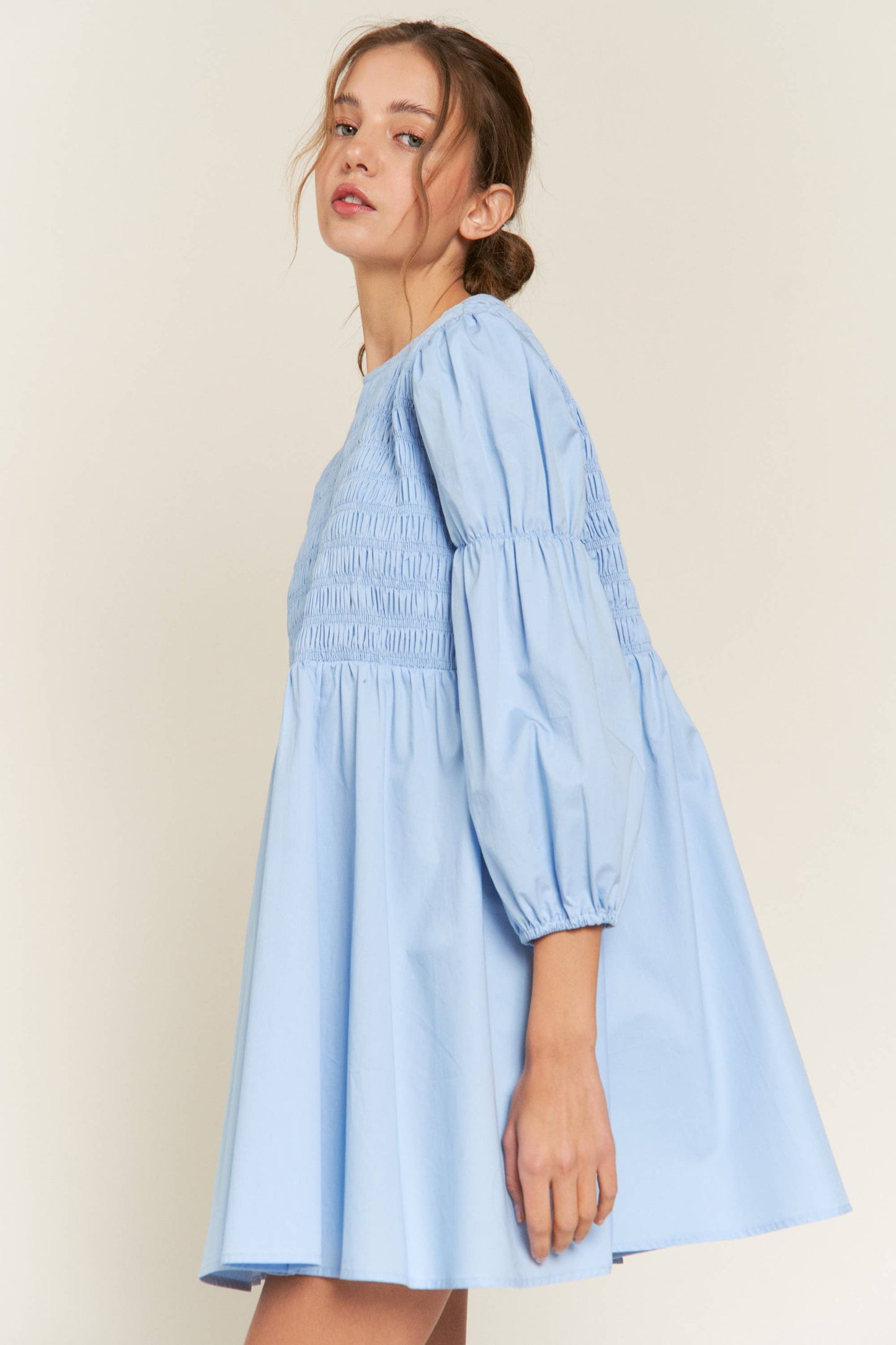 Blue Dakota Smocked Mini Dress