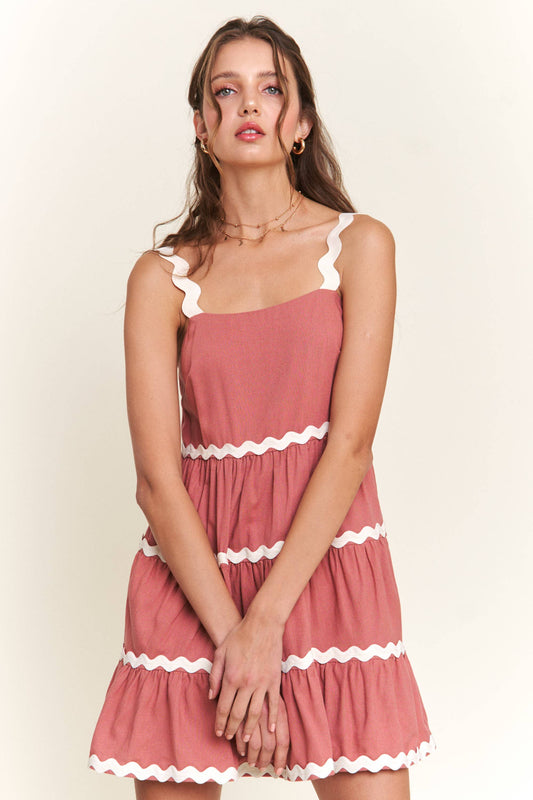 Apricot Contrast Mini Dress