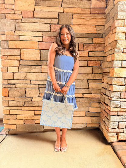 Blue Contrast Mini Dress