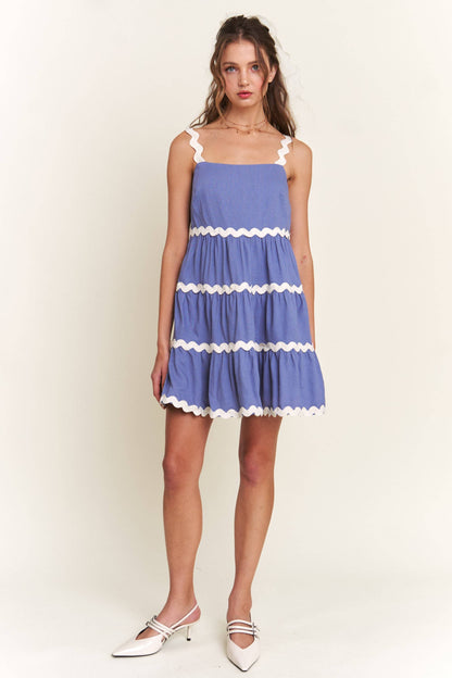 Blue Contrast Mini Dress