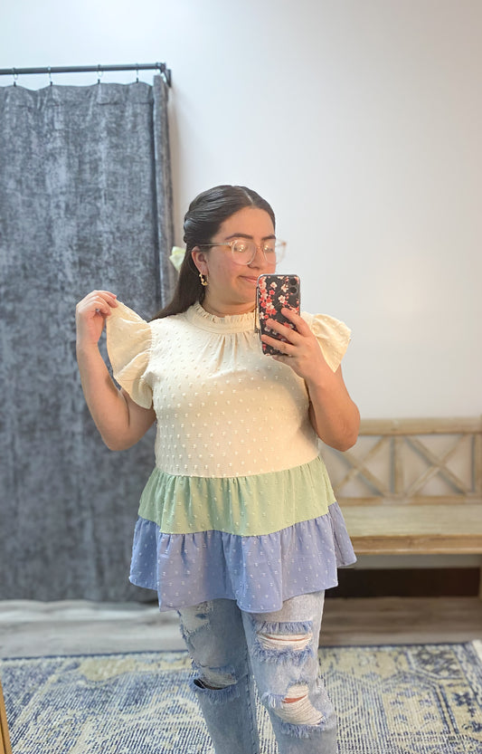 Color Block Tiered Top