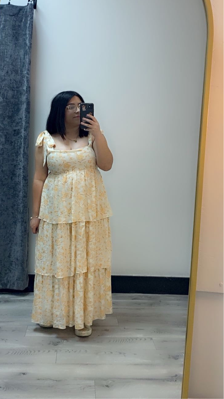 apricot midi dress Ditsy Milkmaid Midi Dress