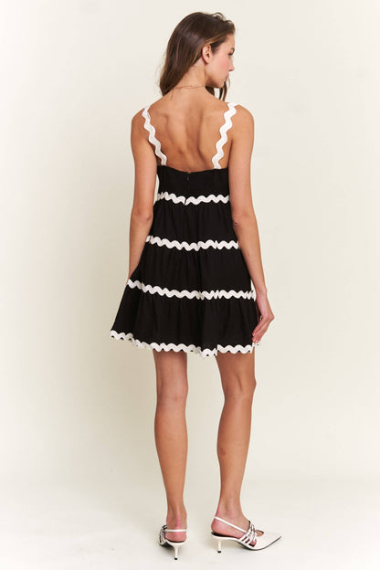 Black Contrast Mini Dress