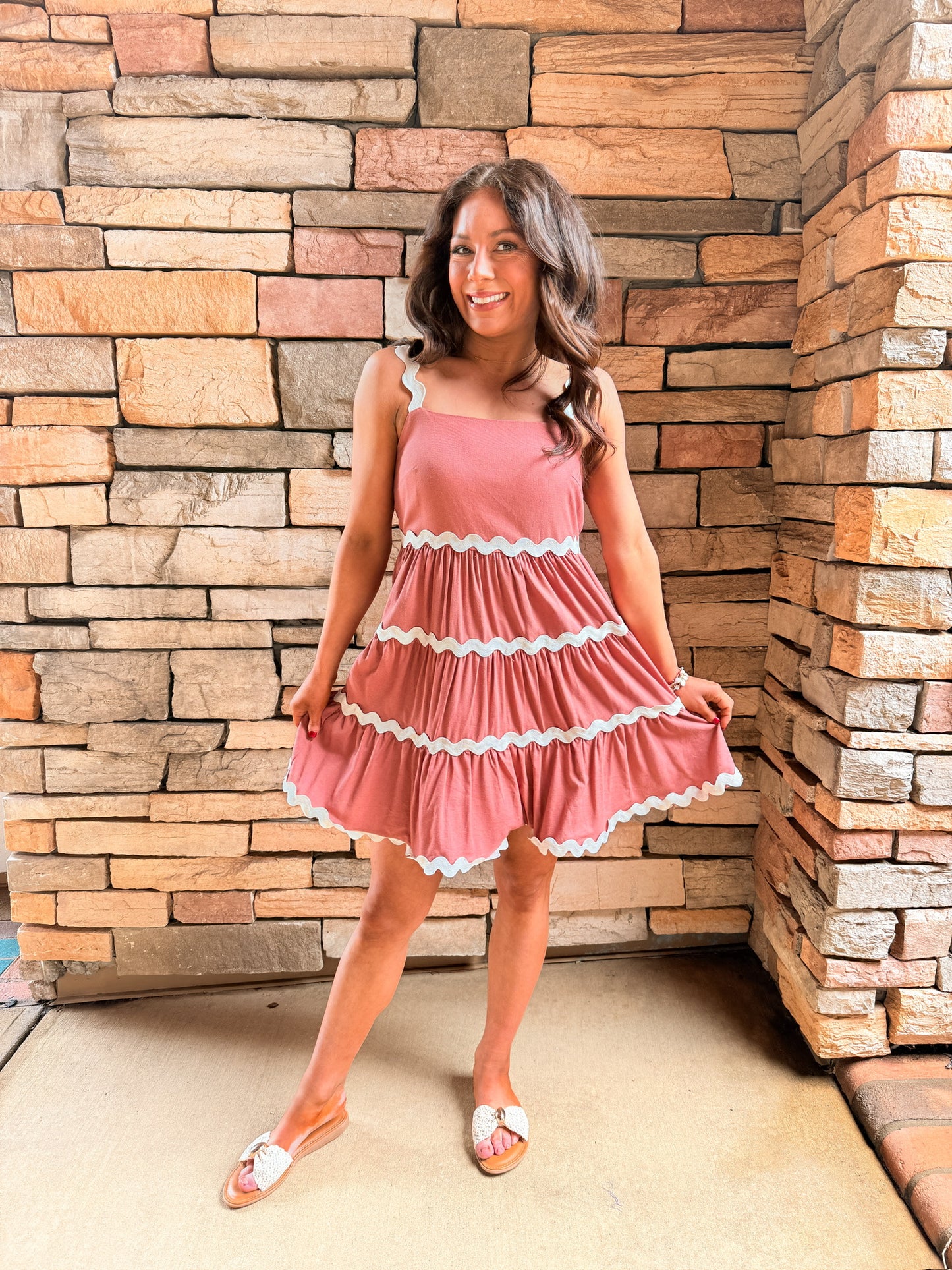 Apricot Contrast Mini Dress