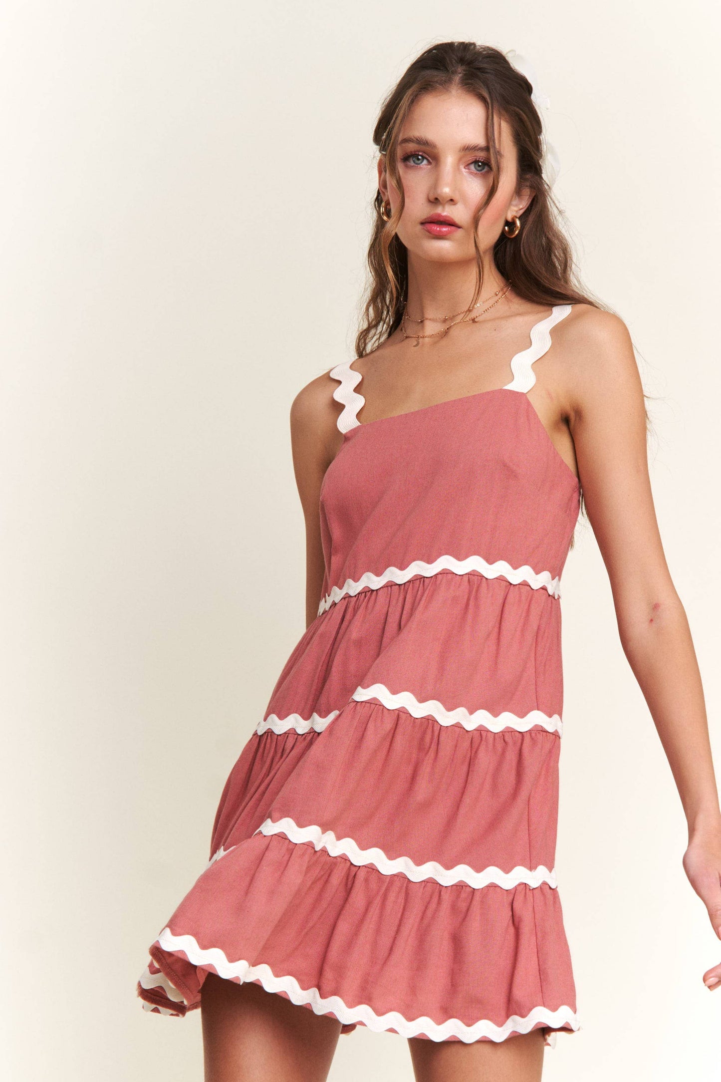 Apricot Contrast Mini Dress