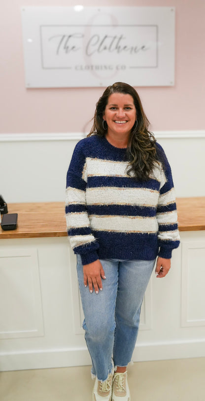Fuzzy Wuzzy Navy Sweater