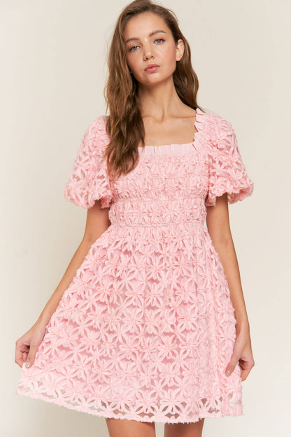 Babydoll Pink Floral Mini Dress