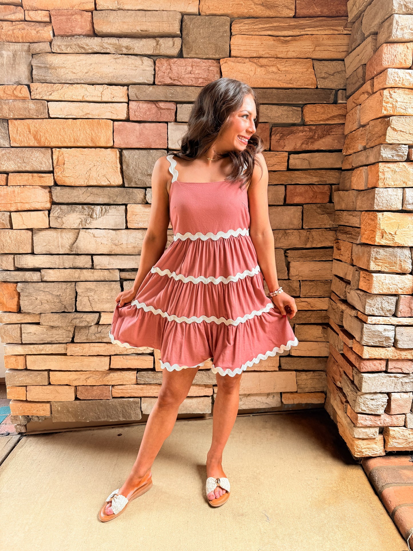 Apricot Contrast Mini Dress