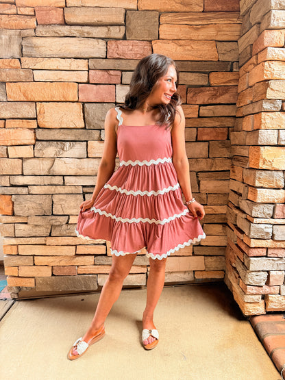 Apricot Contrast Mini Dress