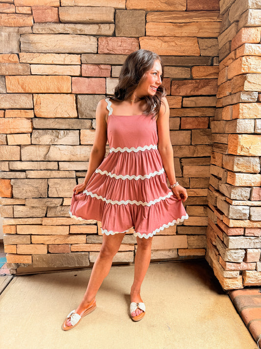 Apricot Contrast Mini Dress